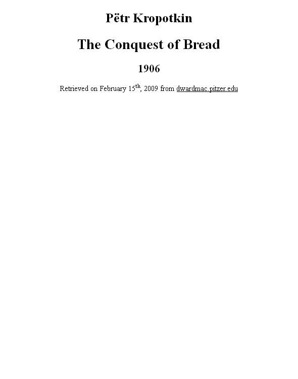 The Conquest of Bread